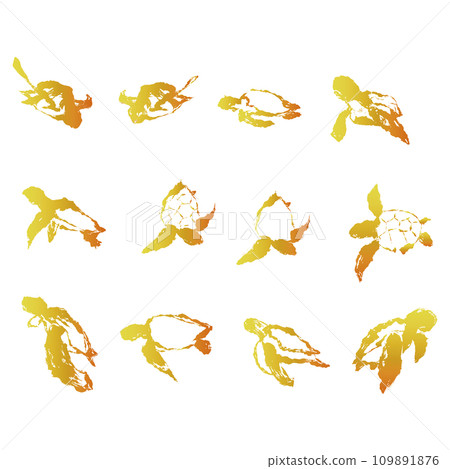 Set of golden turtle illustration materials vector Set of golden turtle illustration materials vector 109891876