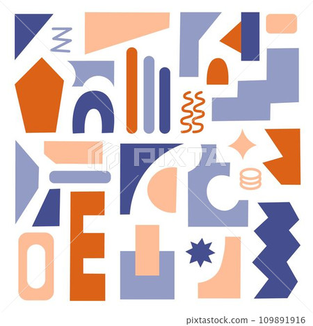 Set of Brutal abstract geometric shapes. Direction in architecture. Retro elements. Minimalist design. Flat illustration Set of Brutal abstract geometric shapes. Direction in architecture. Retro elements. Minimalist design. Flat illustration 109891916