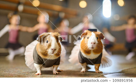 guinea pigs dancing ballet with children .ai generated 109891956