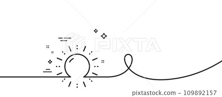 Sun energy line icon. Continuous one line with curl. Solar sign. Ecology power symbol. Sun energy single outline ribbon. Loop curve pattern. Vector 109892157