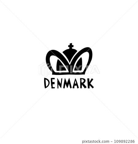 Vector Hand Drawn Denmark Label. Travel Skandinavian Illustration. Hand Writen Lettering Illustration. Danish Symbol Logo 109892286