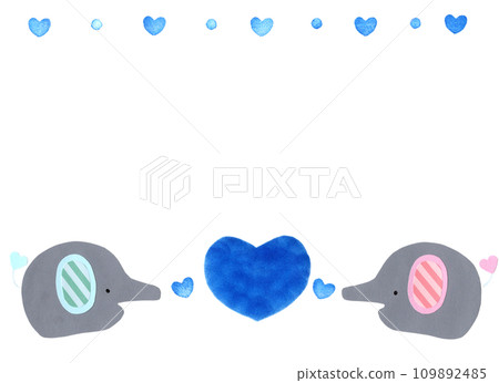 Cute heart and elephant frame Cute heart and elephant frame 109892485