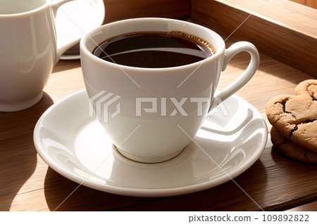 White cup americano close-up atmospheric photo 109892822