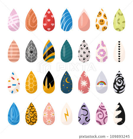 Ideas of nails design art. Bright colorful manicure set. Colorful glossy decorative polish collection with texture and print for finger nail. 109893245