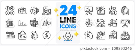 Icons set of Radiator, Wallet and Bankrupt line icons pack for app with Deflation, Travel loan, Bitcoin think thin outline icon. Phishing, Card, Fraud pictogram. Report, Startup, Usd exchange. Vector Icons set of Radiator, Wallet and Bankrupt line icons pack for app with Deflation, Travel loan, Bitcoin think thin outline icon. Phishing, Card, Fraud pictogram. Report, Startup, Usd exchange. Vector 109893246