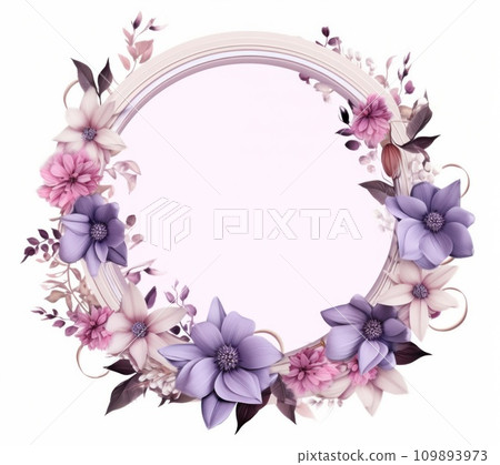 frame with pink flowers flower frame with pink flowers flower 109893973