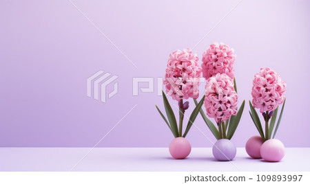 hyacinths against a flat pink background hyacinths against a flat pink background 109893997