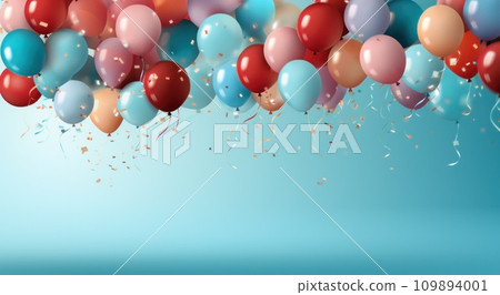 party birthday background with balloons and confetti 109894001