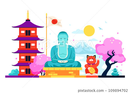Landmarks of Japan - modern colored vector illustration Landmarks of Japan - modern colored vector illustration 109894702