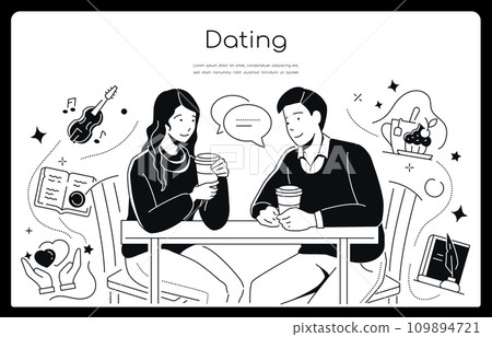 Dating and romance - modern line design style banner Dating and romance - modern line design style banner 109894721