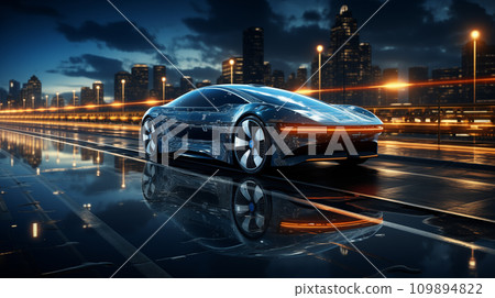 夜間在未來城市行駛的近未來汽車“AI生成圖像” 夜間在未來城市行駛的近未來汽車“AI生成圖像” 109894822
