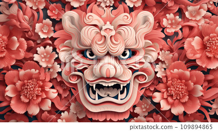 Happy Chinese New Year 2024, poster with illustration of dragon in flowers. Symbol of the New Year according to the eastern calendar and horoscope. Happy Chinese New Year 2024, poster with illustration of dragon in flowers. Symbol of the New Year according to the eastern calendar and horoscope. 109894865