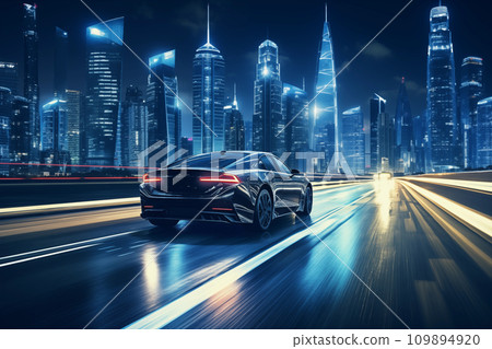 Cars running in the city at night "AI generated image" Cars running in the city at night "AI generated image" 109894920