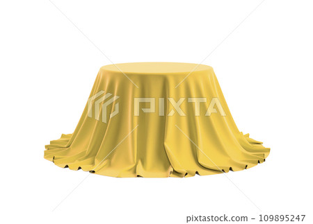 Round box covered with satin fabric. 3D illustration 109895247