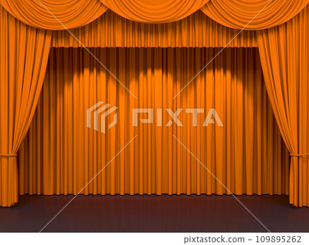 Luxury stage or windows curtains, realistic 3D illustration Luxury stage or windows curtains, realistic 3D illustration 109895262