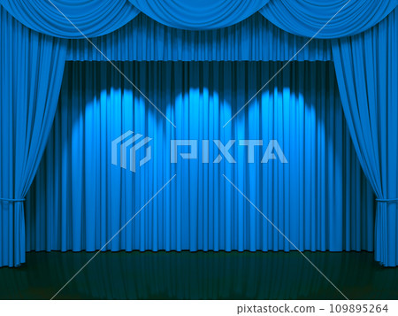 Luxury stage or windows curtains, realistic 3D illustration Luxury stage or windows curtains, realistic 3D illustration 109895264