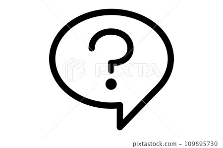 Line drawing icon of a speech bubble with a circular hatena mark 109895730