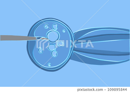 Vector isolated illustration of artificial insemination under a microscope. Donation of egg cells. Egg freezing. Vector isolated illustration of artificial insemination under a microscope. Donation of egg cells. Egg freezing. 109895844