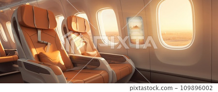 seats with some windows in the middle of an airplane seats with some windows in the middle of an airplane 109896002