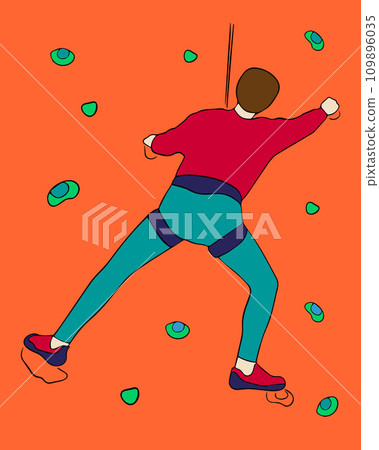 Vector isolated illustration of a man on a climbing wall. Training of climbers. 109896035