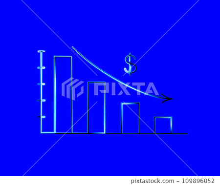 Vector isolated illustration of regression graph with neon effect. Falling profits. Financial regression. Vector isolated illustration of regression graph with neon effect. Falling profits. Financial regression. 109896052