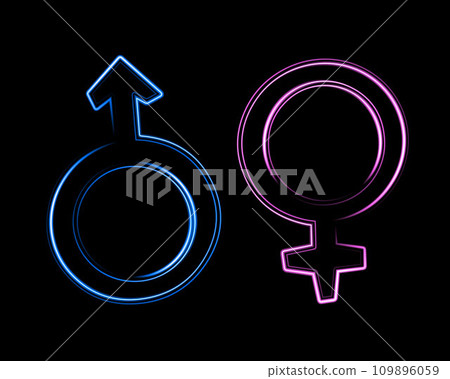 Vector isolated gender icons with neon effect. 109896059