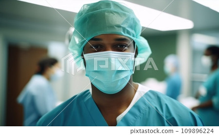 male surgeon with surgical scrubs in his scrubs medical 109896224