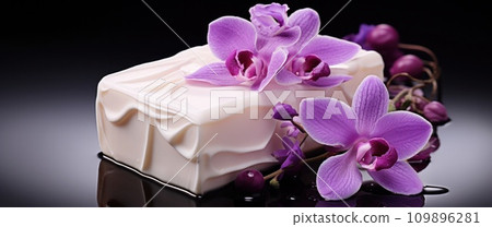 soaps with natural ingredients of opulent purple orchid flowers 109896281