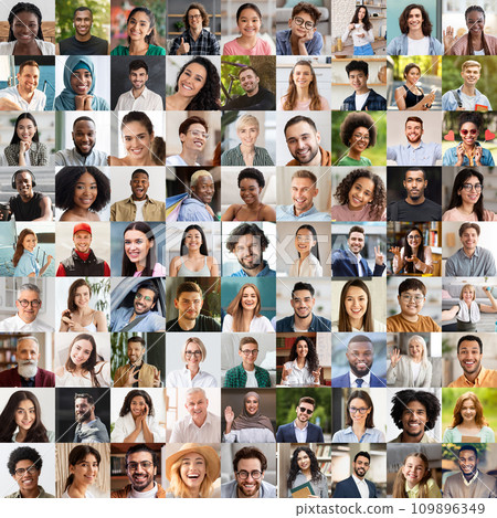 Beautiful multicultural people enjoying life, smiling at camera, collage Beautiful multicultural people enjoying life, smiling at camera, collage 109896349
