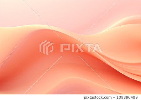 AI-generated content. Abstract wavy pattern in peach fuzz and apricot crush colors, monochrome background. Generative AI. 109896499