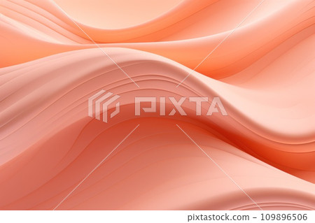 AI-generated content. Abstract wavy pattern in peach fuzz and apricot crush colors, monochrome background. Generative AI. 109896506
