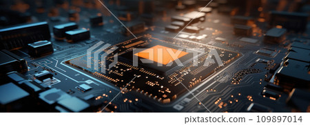 the electronic chip with a circuit board in the background the electronic chip with a circuit board in the background 109897014