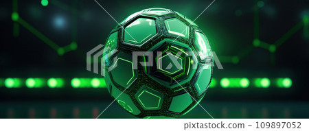 the futuristic soccer ball has a green lining the futuristic soccer ball has a green lining 109897052