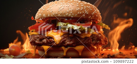 this burger has been burned in the oven 109897222