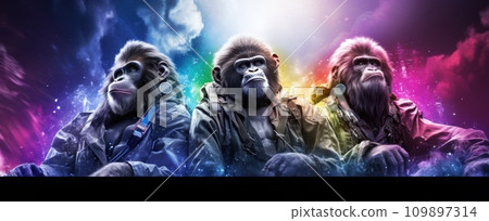 three monkeys wearing sunglasses three monkeys wearing sunglasses 109897314
