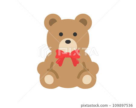 附有絲帶的毛絨熊圖示的插圖 109897536