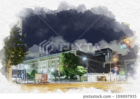 Watercolor style Yokohama Minatomirai Prefectural Office intersection Yokohama City, Kanagawa Prefecture Watercolor style Yokohama Minatomirai Prefectural Office intersection Yokohama City, Kanagawa Prefecture 109897935