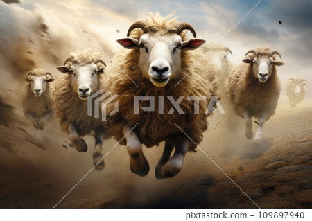 Joyful Herd in Action: Running and Jumping 109897940