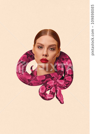 Contemporary art collage. against peach color background. Contemporary art collage. against peach color background. 109898085