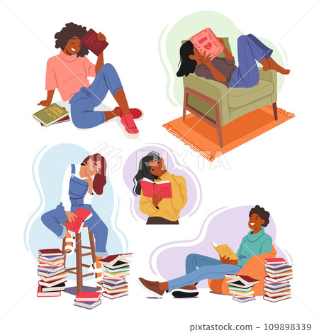 Cute Women Indulge In Reading Books, their Enchanting Presence Radiating they Immerse themselves In Captivating Stories Cute Women Indulge In Reading Books, their Enchanting Presence Radiating they Immerse themselves In Captivating Stories 109898339