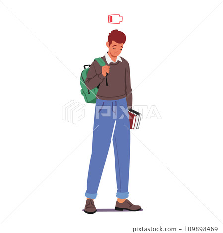 Weary, Despondent Student Carries A Heavy... - Stock Illustration ...