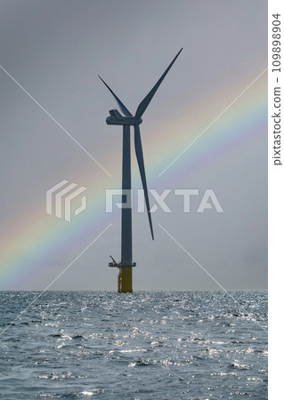 Rainbow and offshore wind turbine for renewable energy 109898904
