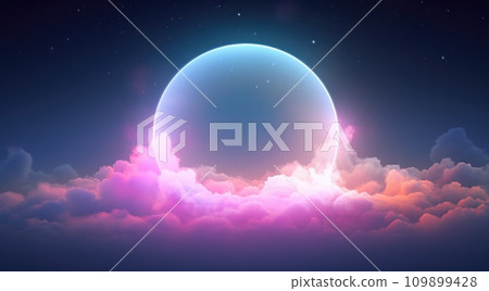 a circle with colorful cloud lights in the sky a circle with colorful cloud lights in the sky 109899428
