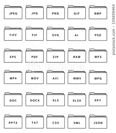 File extension icon set 30 types (white) 109899464