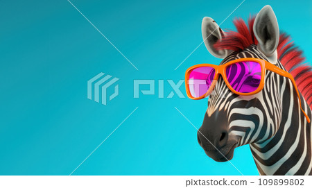 funny zebra wearing sunglasses over the eyes with text caption about zebras 109899802