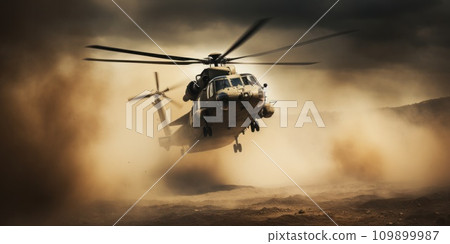 armed forces helicopter in a sand storm 109899987