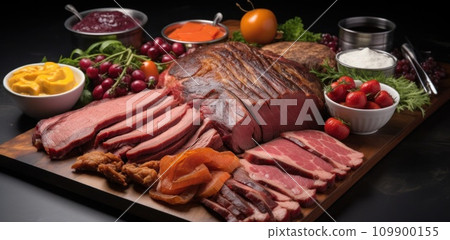 all kinds of meats on a tray beef all kinds of meats on a tray beef 109900155