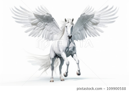 statue of the winged horse Pegasus on a white background statue of the winged horse Pegasus on a white background 109900588