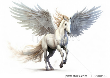 statue of the winged horse Pegasus on a white background statue of the winged horse Pegasus on a white background 109900589