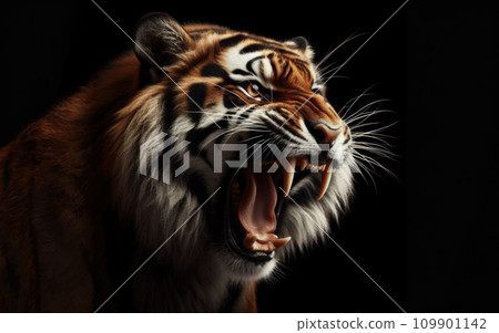Close up portrait of and angry tiger Close up portrait of and angry tiger 109901142